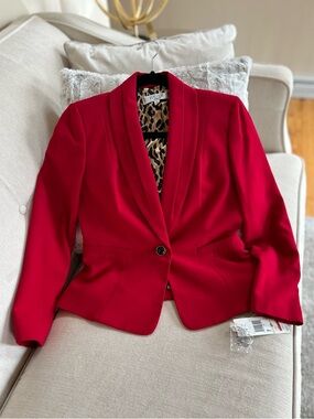 Kasper Crimson Red Single-Button Shawl-Collar Blazer